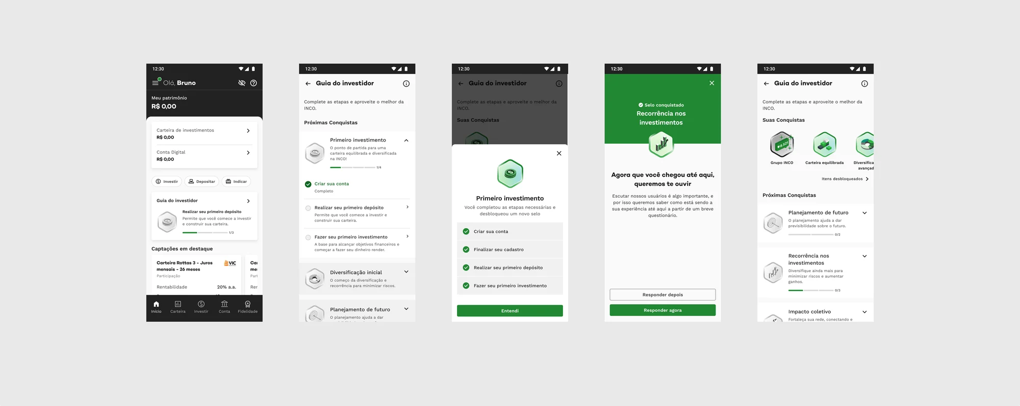 Five key screens of the Investor Guide