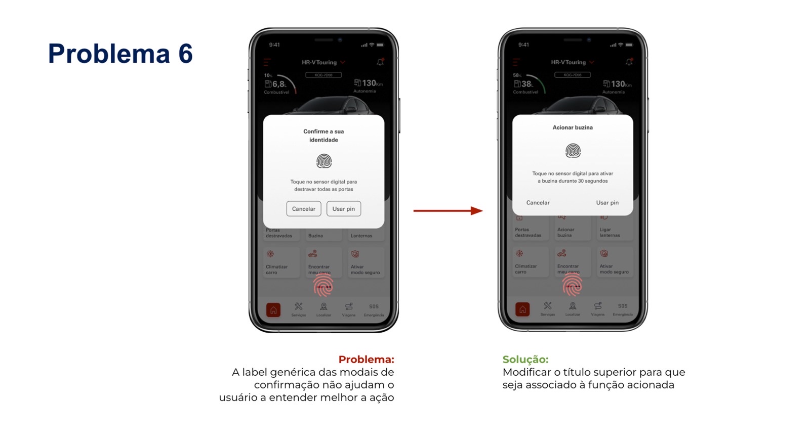 Before and after — confirmation-modal title made dynamic per action