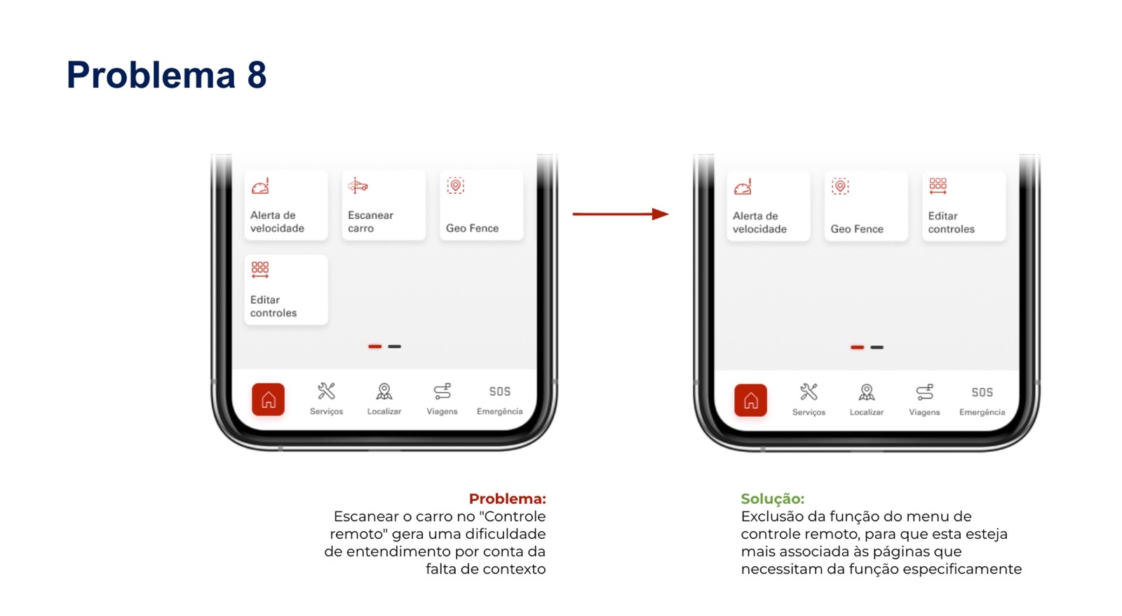 Before and after — "scan car" removed from the general remote-control menu